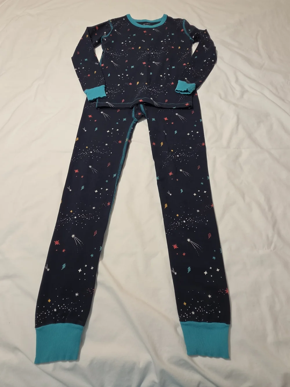 Mightly Kids Navy Space-Print Organic Cotton Pajama Set